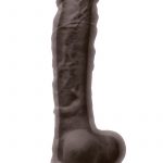 Colours Dual Density 8in Silicone Dildo With Balls Realistic - Chocolate