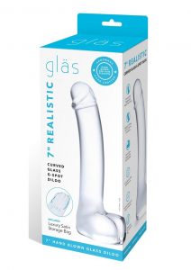 Glas Realistic Curved Glass G Spot Dildo 7 Inches Clear