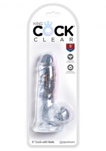 King Cock Clear 5 inch  With Balls Dildo Non Vibrating