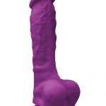 Colours Pleasure 7in Silicone Dildo With Balls - Purple