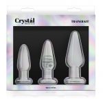 Crystal Tapered Trainer Kit Premium Glass Anal Plug Set - Clear