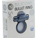 Silicone Bullet Ring With Clit Stimulator USB Rechargeable Multi Speed Navy Blue