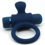 Silicone Bullet Ring With Clit Stimulator USB Rechargeable Multi Speed Navy Blue