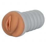 Ribbed Gripper Tight Pussy Dual Dense Textured Masturbator Stroker Brown 6 Inches