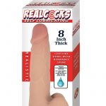 RealCocks Self Lubricating Bendable Realistic Thick Dildo With Balls Waterproof Flesh 8 Inches