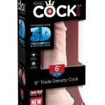 King Cock Plus 6 Inch Triple Density Cock Harness Compatible Suction Cup Base Flesh