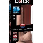 King Cock Plus 7.5 Inch Triple Density Cock With Balls Strap On Compatible Non Vibrating Suction Cup Base Flesh