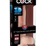 King Cock Plus 10 Inch Triple Density Cock With Balls Strap On Compatible Non Vibrating Suction Cup Base Flesh