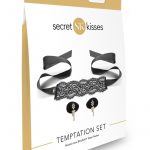 Secret Kisses Temptation Set Boudor Lace blindfold and Tassel Pasties Black