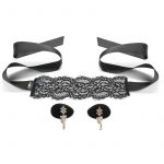 Secret Kisses Temptation Set Boudor Lace blindfold and Tassel Pasties Black