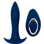 Power Plug Remote Control Anal Plug Rechargeable Waterproof Vibrating Navy Blue