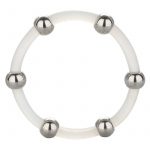 Steel Beaded Silicone Cock Ring X-Large Clear