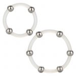 Steel Beaded Silicone Ring Set Large/XLarge Clear