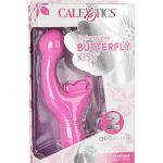 Rechargeable Butterfly Kiss USB Rechargeable Silicone Vibrator With Clitoral Stimulator Waterproof Pink 7.5 Inches