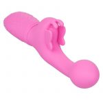 Rechargeable Butterfly Kiss USB Rechargeable Silicone Vibrator With Clitoral Stimulator Waterproof Pink 7.5 Inches