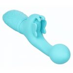 Rechargeable Butterfly Kiss USB Rechargeable Silicone Vibrator With Clitoral Stimulator Waterproof Blue 7.5 Inches