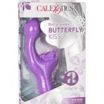 Rechargeable Butterfly Kiss USB Rechargeable Silicone Vibrator With Clitoral Stimulator Waterproof Purple 7.5 Inches