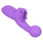 Rechargeable Butterfly Kiss USB Rechargeable Silicone Vibrator With Clitoral Stimulator Waterproof Purple 7.5 Inches