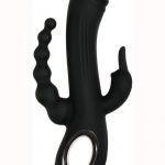 Trifecta Rechargeable Silicone Rabbit Vibrator - Black