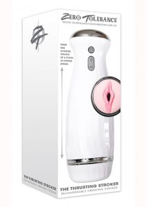 Zero Tolerance The Thrusting Stroker Rechargeable Vibrating Pussy Masturbator - Vanilla/White