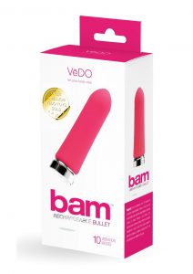 VeDO Bam Rechargeable Silicone Bullet Vibrator - Foxy Pink