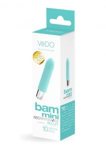 VeDO Bam Mini Rechargeable Silicone Bullet Vibrator - Tease Me Turquoise