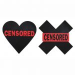 Peekaboo Censored Hearts And X Pasties - Black/Red