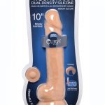 FleshStixxx Dual Density Silicone Bendable Dong With Balls 10in - Caramel