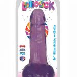 Lollicock Slim Stick Dildo With Balls 6in - Grape Ice