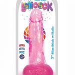 Lollicock Slim Stick Dildo With Balls 7in - Cherry Ice