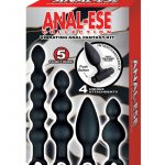 Anal-Ese Collection Silicone Rechargeable Vibrating Anal Fantasy Kit (Set of 5) - Black