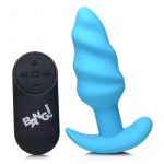 Bang! 21x Vibrating Silicone Rechargeable Swirl Butt Plug With Remote Control - Blue