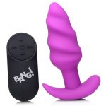 Bang! 21x Vibrating Silicone Rechargeable Swirl Butt Plug With Remote Control - Purple