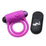 Bang! Silicone Rechargeable Cock Ring And Bullet With Remote Control - Purple