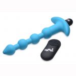 Bang! Vibrating Silicone Rechargeable Anal Beads With Remote Control - Blue