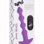 Bang! Vibrating Silicone Rechargeable Anal Beads With Remote Control - Purple