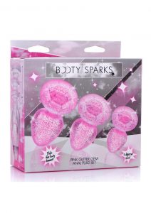 Booty Sparks Glitter Gem Anal Plug Set 3pc - S/M/L - Pink