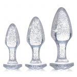 Booty Sparks Glitter Gem Anal Plug Set 3pc - S/M/L - Silver