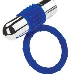 Zolo Rechargeable Vibrating Silicone Cock Ring - Navy/Silver