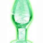 Booty Sparks Glow In The Dark Glass Anal Plug - Large - Clear