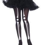 Leg Avenue Skeleton Print Bone Tights - O/S - Black/White