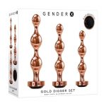 Gender X Gold Digger Set Anal Plugs (3 piece set) - Rose Gold/Black