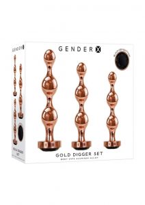 Gender X Gold Digger Set Anal Plugs (3 piece set) - Rose Gold/Black