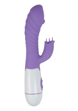 Lotus Sensual Massager #5 Silicone Rabbit Vibrator - Purple/White