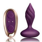 Desire Rechargeable Silicone Anal Plug with Remote Control - Purple/Rose Gold