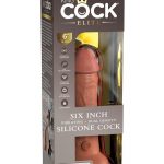 King Cock Elite Dual Density Vibrating Rechargeable Silicone Dildo with Remote Control Dildo 6in - Caramel