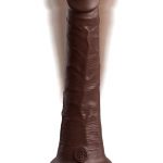 King Cock Elite Dual Density Vibrating Rechargeable Silicone Dildo with Remote Control 7in - Chocolate