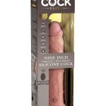 King Cock Elite Dual Density Vibrating Rechargeable Silicone Dildo with Remote Control Dildo 9in - Vanilla