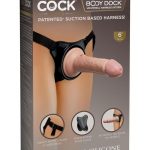 King Cock Beginner`s Silicone Body Dock Strap-on Kit With Dildo 6in - Vanilla/Black