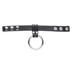 Cock Gear Leather and Steel Cock andamp; Ball Ring - Black